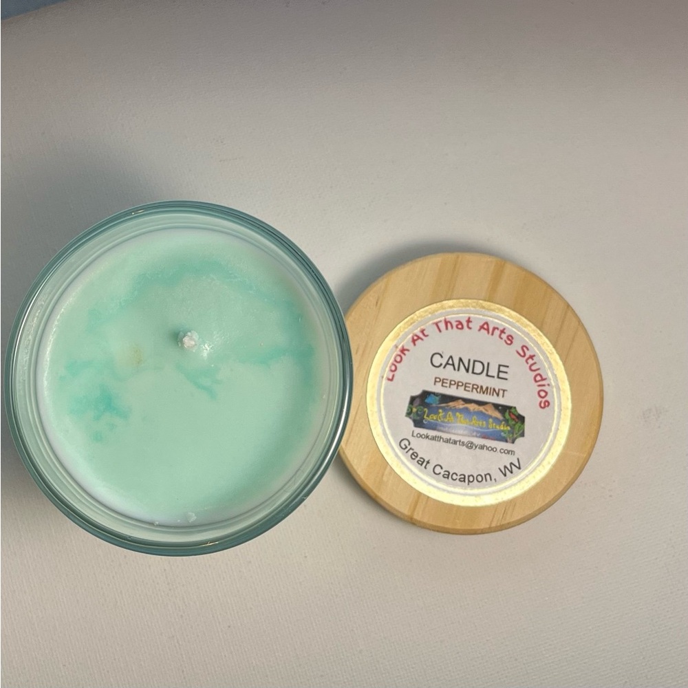 Prayer Candle: Peppermint Scented Candle with Wooden Lid